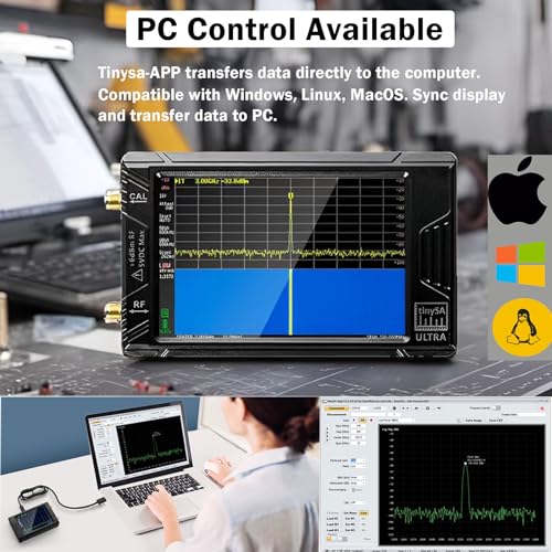 Image of TinySA Ultra ZS405 Spectrum Analyzer, 100kHz-5.3GHz V0.4.5 4inch Portable Tiny Frequency Analyzer with 32gb Card & 3000mAh Battery, 2 in1 Signal Generator 100kHz to 800MHz MF /HF /VHF UHF Input