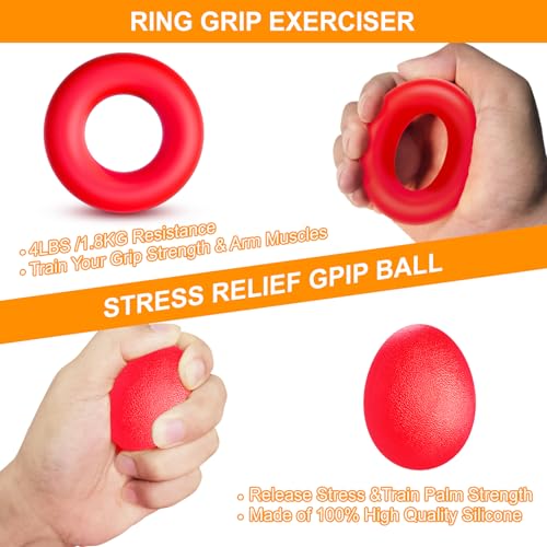 ALMAH Handtrainer Fingertrainer 5-Pack, Unterarmtrainer Griffkraft Trainer Set, Verstellbarer Grip Trainer, Finger Trainingsgerät, Fingerstrecker, Trainingsring und Stressabbau-Griffkugel