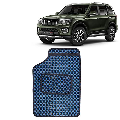 Image of Kingsway Dotted Design Car Floor Foot Mats Universal Fit for Mahindra Scorpio N, Model Year : 2022 Onwards, Water and Dustproof, Color Blue, Set of 5 Pieces