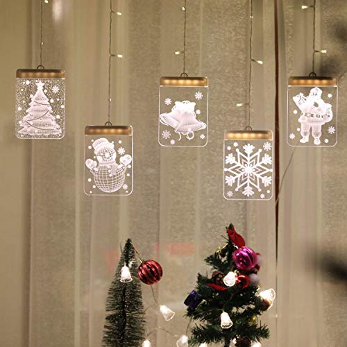 Btuty Decoração de luzes de cordas de cortina de LED para festa de Natal Efeito visual 3D com alimen