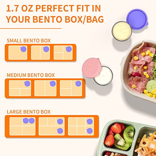 Salad Dressing Container To Go, Small Containers With Lids, 4X 1.7 Oz Lunch Container, Stainless Steel Condiment Containers With Lids, Reusable Leakproof Sauce Containers For Lunch Box (4 Ppgb) #TOP4