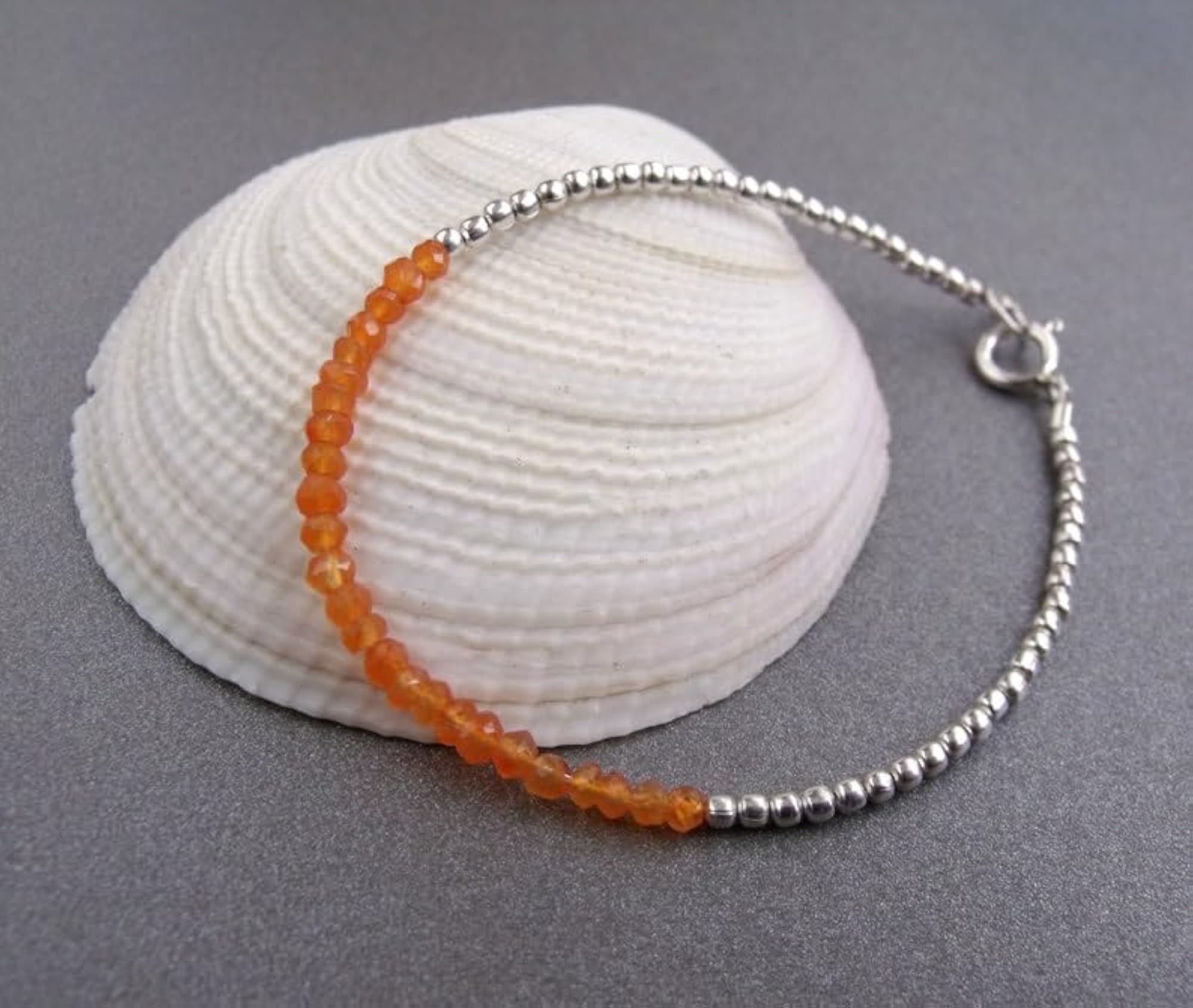 Carnelian Rondelle Beaded Bracelet, Unisex Healing Gift
