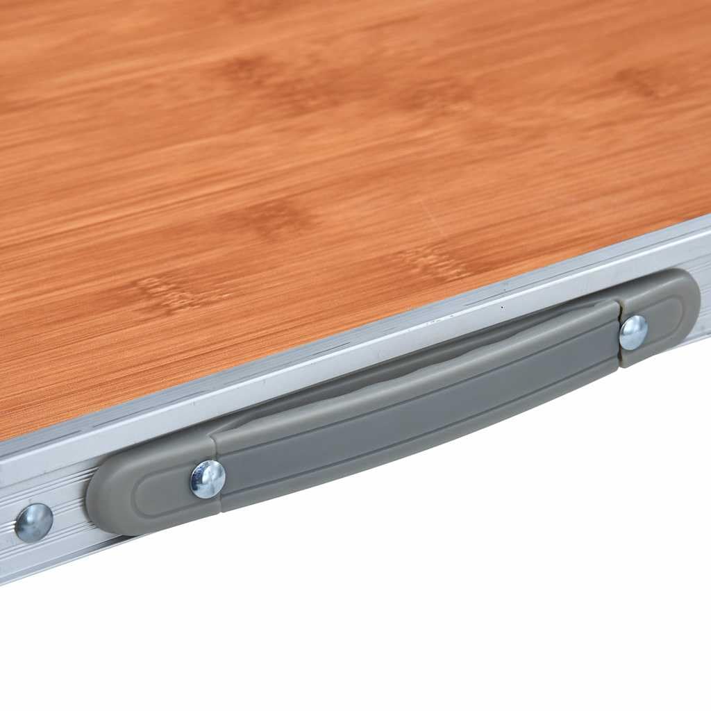 Składany stół kempingowy z aluminium i płyty MDF, 60 x 45 cm, z uchwytem do noszenia, składany, na kemping, piknik, do aktywności na świeżym powietrzu, wędrówek, imprez ogrodowych, łatwy do