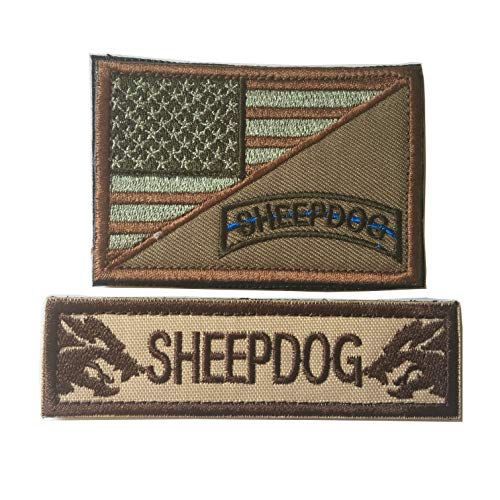 Bundle 2 Pieces Sheepdog Military Patch/USA American Flag Tactical Patch