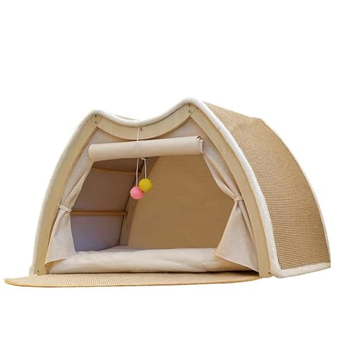 猫 ベッド ペットハウス 四季通用 おしゃれ 半密閉型 通気性 大容量猫 爪とぎ 頑丈 耐久性 圧力緩和 猫 ハウス ペットテント 小型犬/多猫家庭向け 組み立て簡単 (デザイン B(XL))