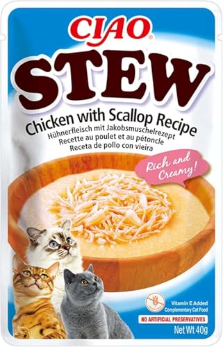 INABA Ciao Stew, Katzenfutter Nass mit Huhn und Jakobsmuscheln, 40g – Ansicht 1