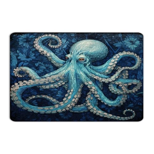 Targa in metallo a tema oceano spiaggia nautica polpo subacqueo 20 x 30 cm moda chic ristoranti portico terrazza decorazione da parete placca in metallo estate animali marini piante arte da parete