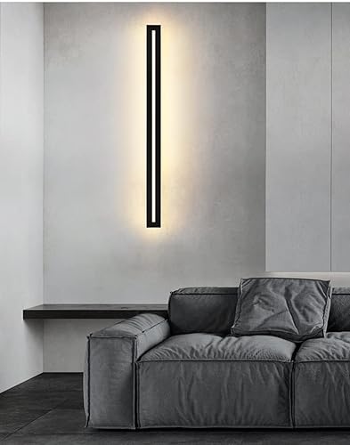 Lámparas LED modernas de pared de tira larga para exteriores de 60 pulgadas40 W, elegante acrílico blanco esmerilado, cuerpo de aluminio negro IP65,
