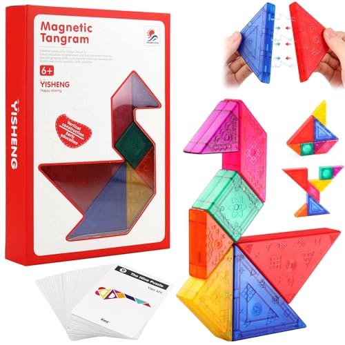 Magnetspiel Kinder Magnete IQ Puzzle Magnet Tetris Spiel Tangram Magnetisch Legespiel Magnetpuzzle ab 3 4 5 6 7 8 Jahre Magneten Spielen für Kinder Spielzeug Magnetspiele für Unterwegs