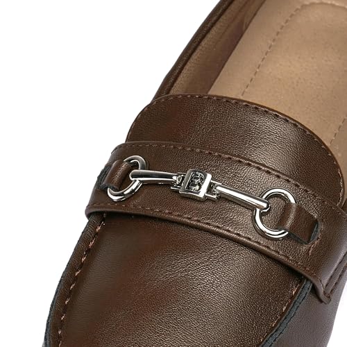 Image of Women's Wide Loafers Casual Slip on Flat Shoes Women's Comfort Penny Loafers with Arch Support Women Dressy Moccasins