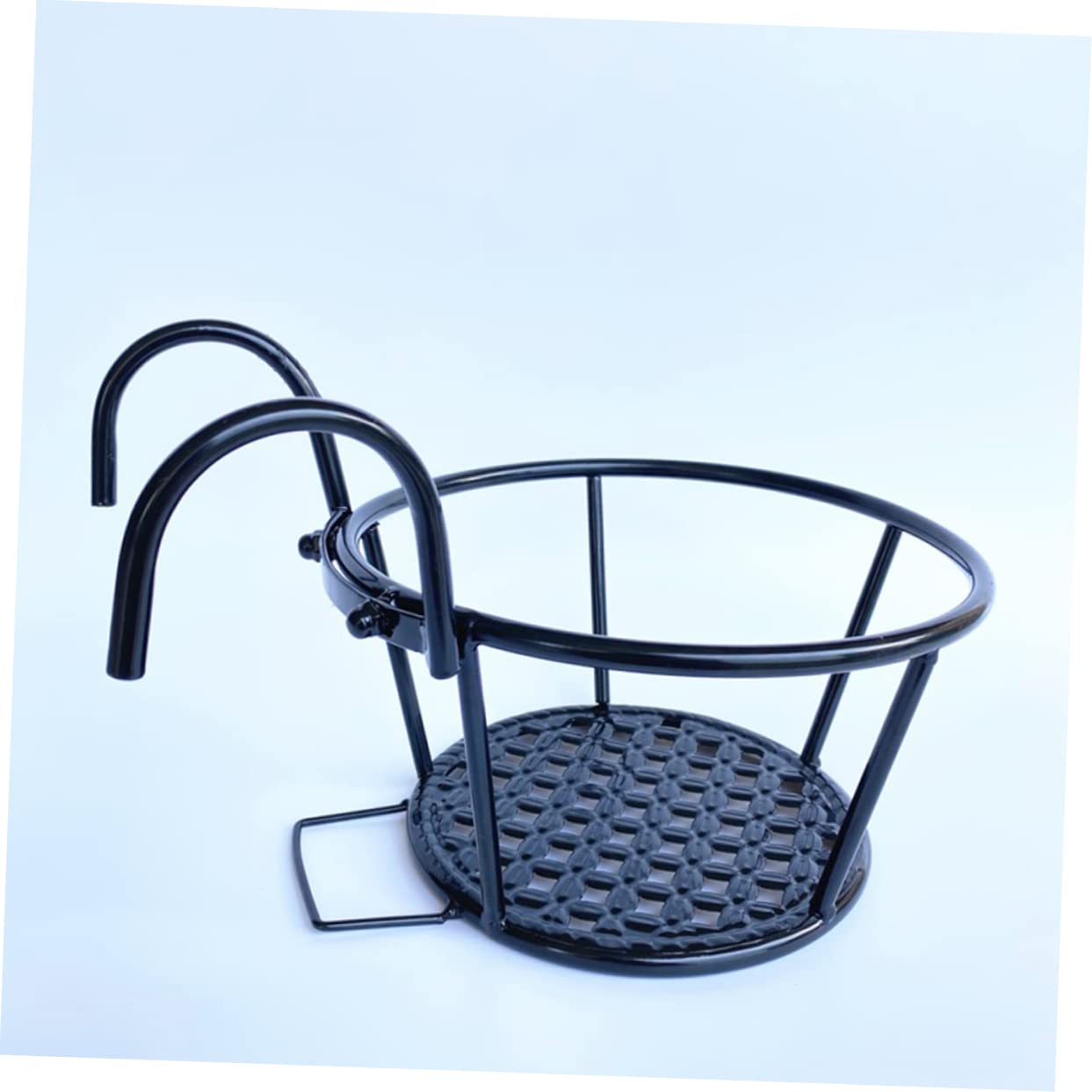 1 pieza soporte de maceta extraíble de hierro forjado estante colgante para balcón, jardín y terraza, soporte para plantas para macetas, negro