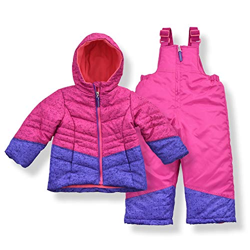 Arctic Quest Infant & Toddler Girls Heather Color Block Puffer Jacket with Fleece