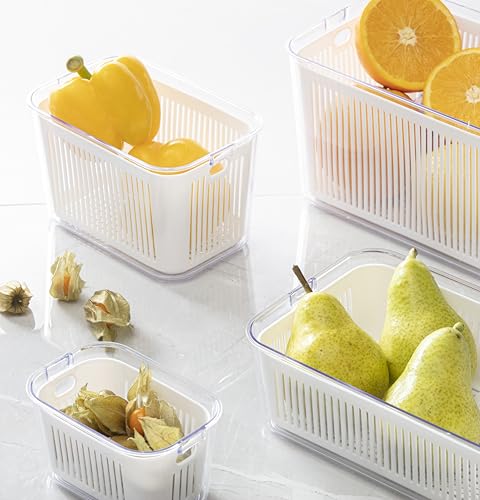 KIT 8 Organizador de Geladeira Armário Cozinha, Caixas Plásticas Acrílicas para Legumes, Frutas, Sal