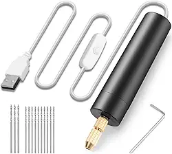 Mini Furadeira para Artesanato, Mini Furadeira, USB Ferramenta Portátil, com Brocas e Acessórios Gravação e Polimento