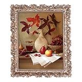 SIMON'S SHOP 8x10 Picture Frame Wall and Tabletop Photo Frames with Rose Flower and Buds Carvings, V