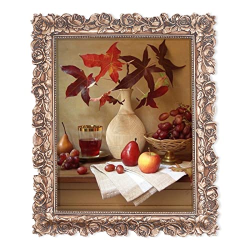 Simon's Shop 8X10 Picture Frame Wall And Tabletop Photo Frames With Rose Flower And Buds Carvings, Vintage Home Decor (Copper) #TOP30