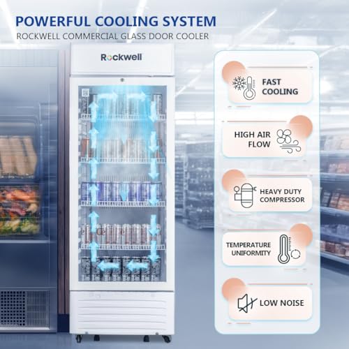 Image of ROCKWELL RVC400A, Single Glass Door Visi Cooler, Internal LED, 4 Year Warranty, Dynamic Cooling