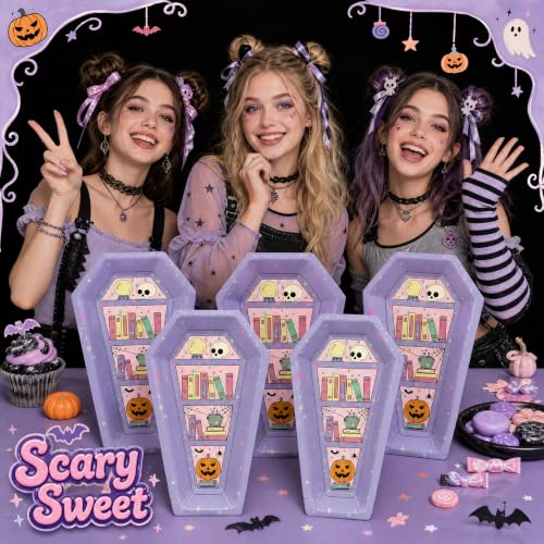 24PCS Halloween Paper Plates,Coffin Halloween Disposable Party Plates Decor - image 4