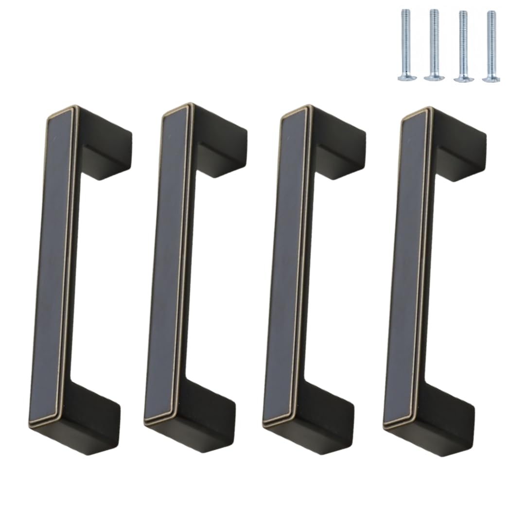 NLQCSXWEP Zinc Alloy Cabinet Bow Handle, Zinc Alloy Cabinet Wardrobe Door Drawer Handle Black Pack of 4(B-96mm Black)