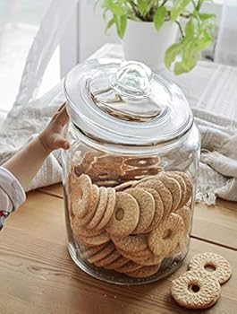 MASTERTOP Bocal à Biscuits En Verre 3,9L Avec Couvercle Hermétique, Grand Pot à Biscuits De
