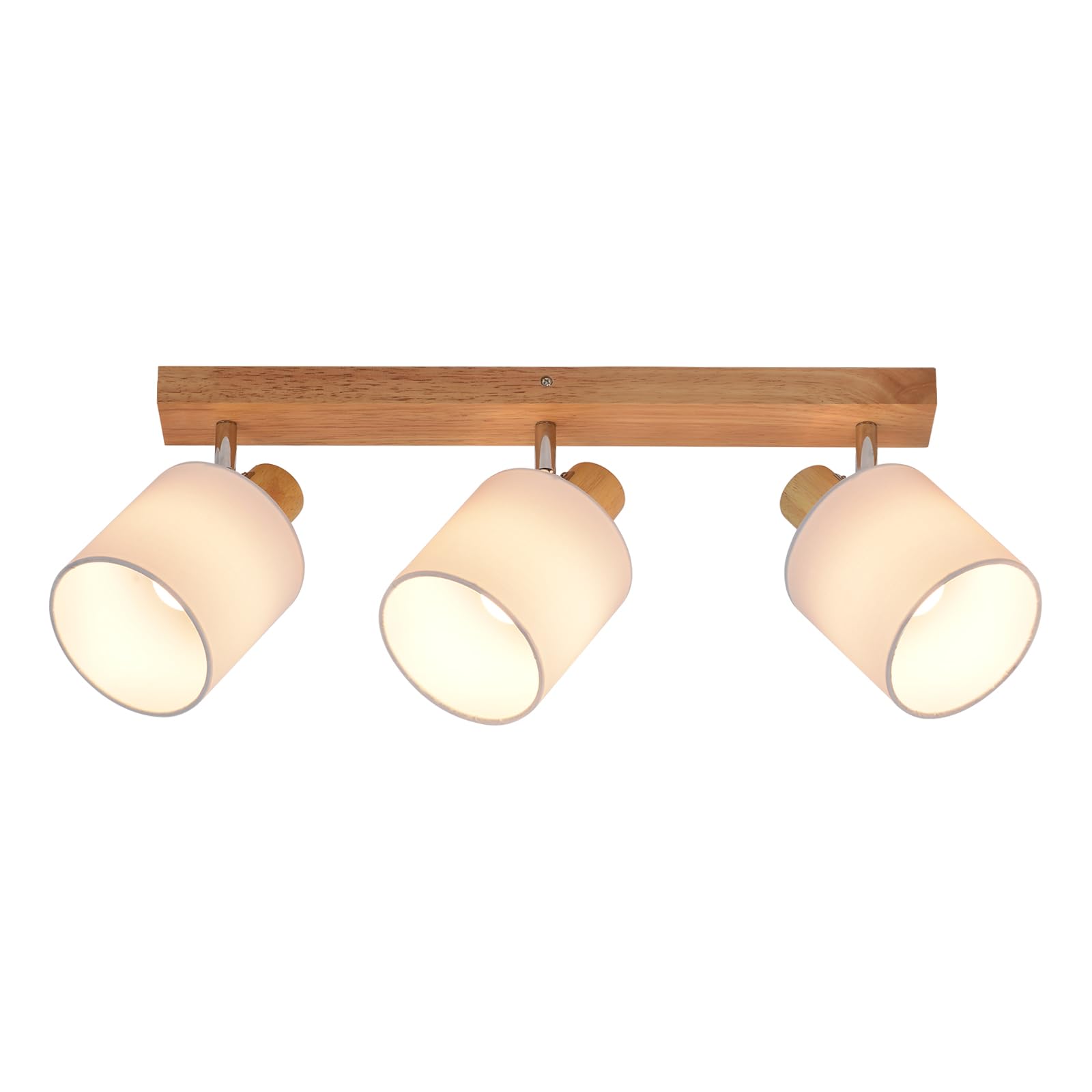 Glitzerlife Deckenlampe 3 Flammig Deckenstrahler Holz LED Deckenleuchte Vintage Boho E14 Schwenkbar 350° Retro MAX.25W