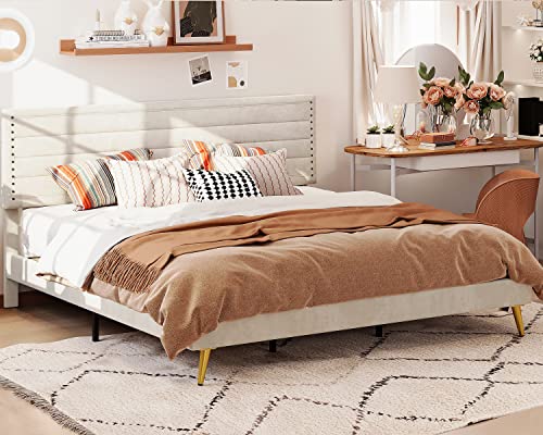 LIKIMIO-King-Size-Bed-Frame-Upholstered-Platform-Bed-King-with-Headboard-Heavy-Strong-MetalWood-Supports-Easy-Assembly-Noise-Free-No-Box-Spring-Needed-Beige