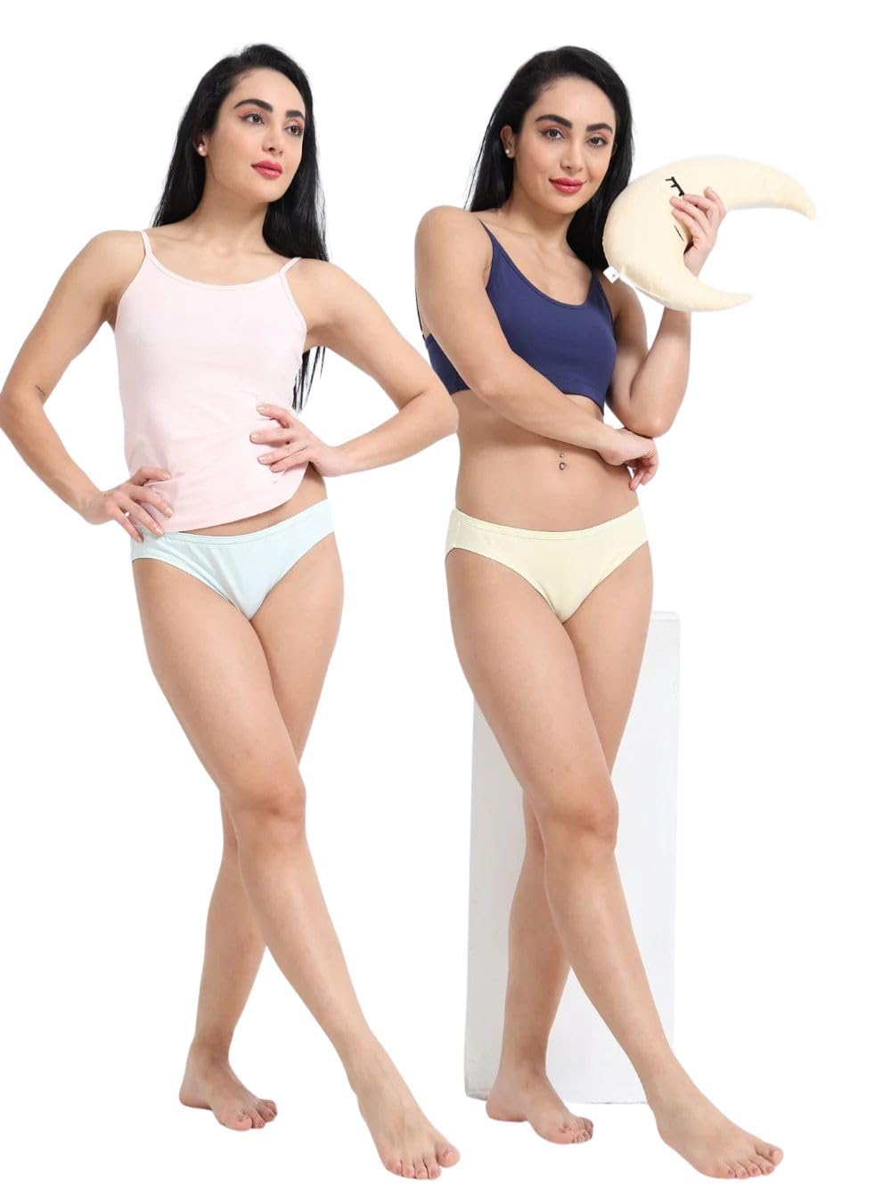a & a Baby Yellow and Sea Blue Organic Cotton Bikini Panty for Women - Pack of 2-picture-28