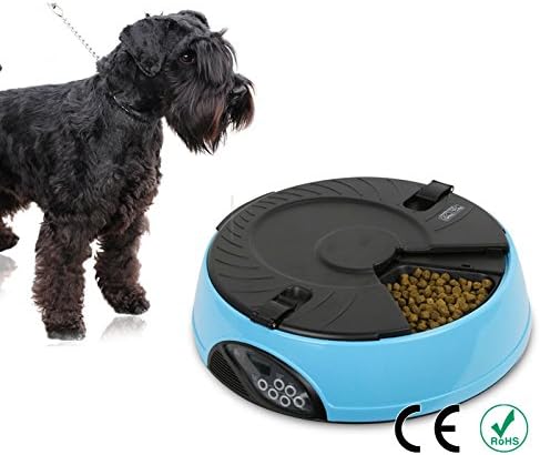 FastEngle Automatic Dog Feeder 6 Meals Programmable Timer Portion Control Pet Feeder Pet Cat Puppy Animal Food Supplies Bowls Water…