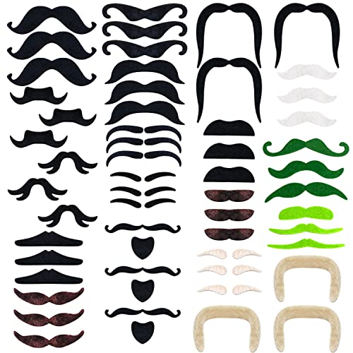54 bigotes falsos, bigotes autoadhesivos, bigotes gruesos para fiesta de máscaras, fiesta de cumpleaños, actuación de disfraces Cover