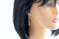 Vista 3 de 2 inch long 3mm very thin 14k yellow gold filled post bar stud earrings minimalist geometric earrings for women sterling silver post