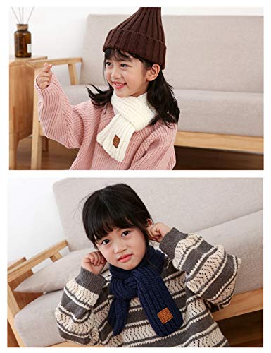 Unisex Kid Solid Color Knitted Warm Winter Scarves One Size Red2