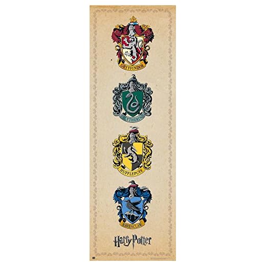 Grupo Erik Editores Puerta - Poster con diseño Harry Potter House Crests, 53 x 158 cm