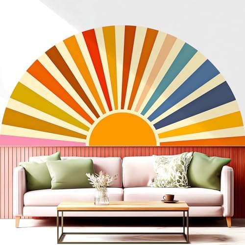 Amazon.com: Large Boho Retro Sun Headboard Wall Decals Peel and Stick ...