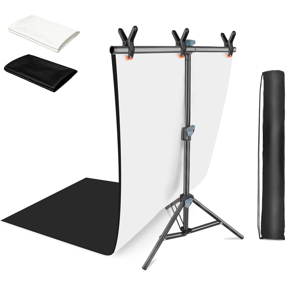 撮影照明キット 撮影ライト + 背景スタンド +背景スクリーン 三点セット Amazon | Hemmotop 背景布 スタンド キット 小型 卓上 68x75cm