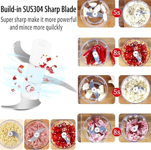 Image of Vegetable Chopper For Kitchen- Portable Food Processor Cordless Mincer for Onion, Nuts, Ginger, Vegetables, Chili & Baby Food | Stainless Steel Blades | One-Touch | 250ml