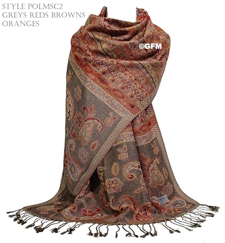 Écharpe pashmina mosaïque cachemire gris, le cadeau idéal - 3