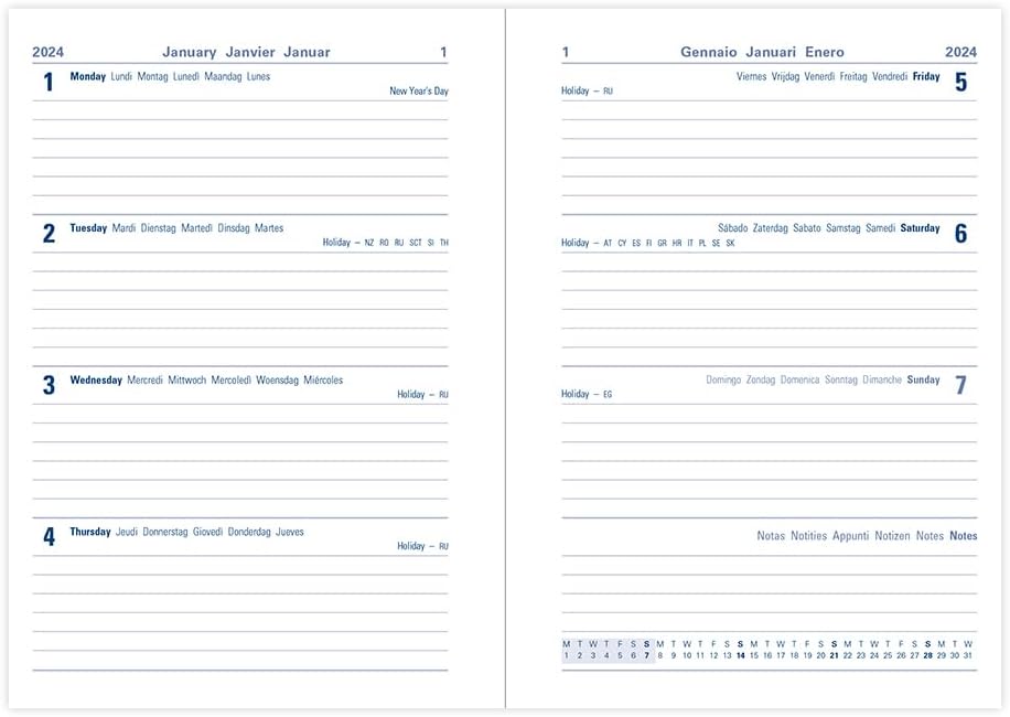 Letts Woodland A6 week to view 2024 diary - navy