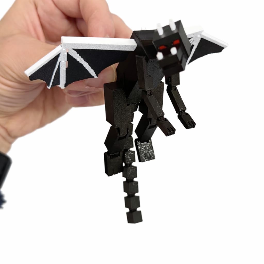 Azoth Articulated Ender Dragon Toy – Flexible Poseable Black & White Dragon Figure – Fidget Collectible – Desk Display Mini Fantasy Creature-image-44