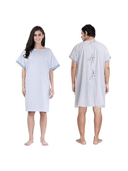PIU Hospital OT Patient Gown Cotton Unisex - Blue Polka dots