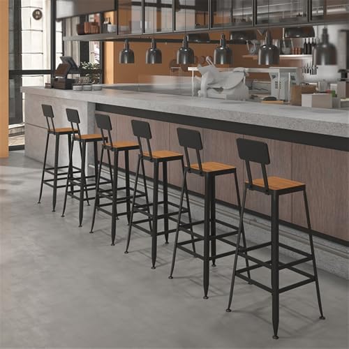 Tabouret de bar en fer et bois de 45 cm sans dossier pour restaurant - 8