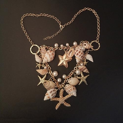 Collar de conchas boho y pulsera sirena para niñas pack 3 piezas 8
