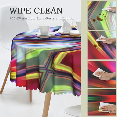 Nappe de table ronde avec imprimé floral chic en tissu polyester