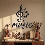 Zhengmy 2 Pieces Music Notes Wall Decor Metal Black Treble Clef Music Notes Wall Art Musical Hanging Note Sign Metal Decoration for Home Room Musical Studio Birthday Party