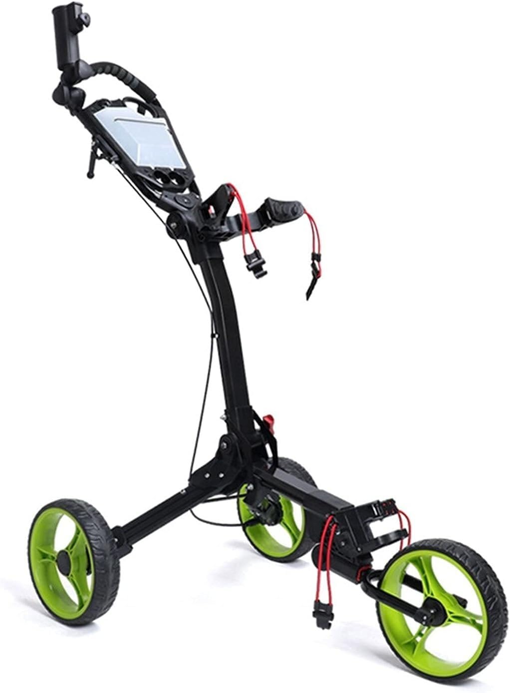 Carrello da golf a spinta con 3 ruote, leggero carrello da golf con portaombrelli e portabevande (verde)