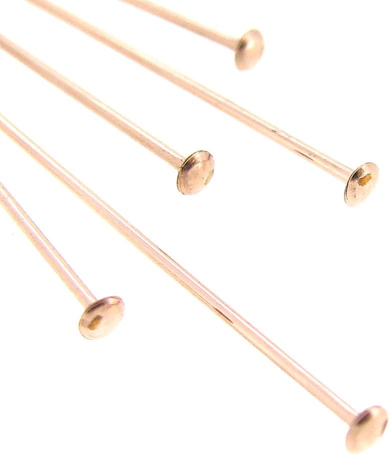 14k Gold Filled Headpins 1.1 1.2 1.5 1.6 1.9 mm Head Pins 22 24 26 Gauge 0.5" 1'' 1.5" 2" / Findings/Rose Yellow gold