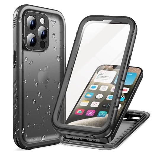 Cozycase Coque pour iPhone 15 Pro Max Etanche Antichoc - 360 Integral Incassable Militaire Housse IP68 Waterproof Chantier Anti Choc Eau Poussière 15 ProMax Case Protection - Noir