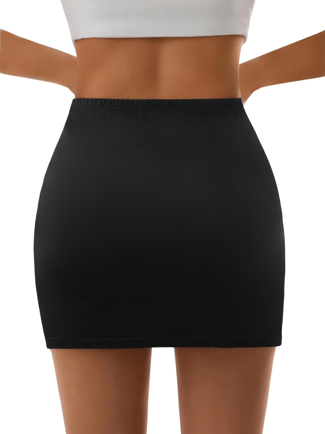 SOFIA'S CHOICE Women's Sexy Low Rise Mini Skirt with Built-in Shorts Underneath Stretchy Bodycon Pencil Skirt - Image 4