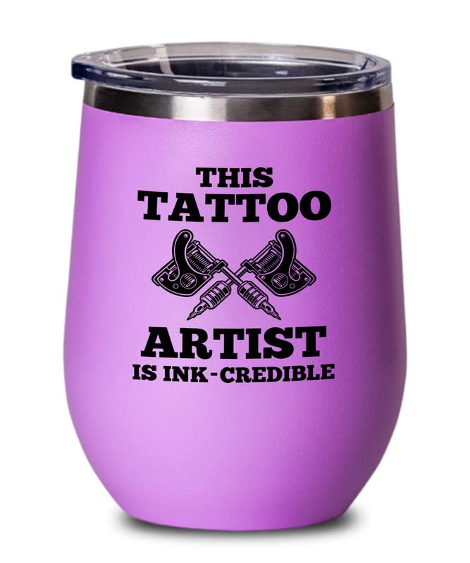 Tattoo Artist Pink Wine Tumbler 12oz - Ink-Credible - Gifts for My Tattoo Artist Tattoos Tats Tattooing Skin Design Professional