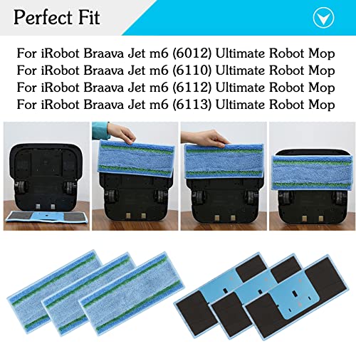 Image of 12 Pack M6 Mopping Wet Pads for iRobot Braava Jet m6 (6110) (6012) (6112) (6113) Ultimate Robot Mop, Washable and Reusable Microfiber Deep Clean Wet Pads