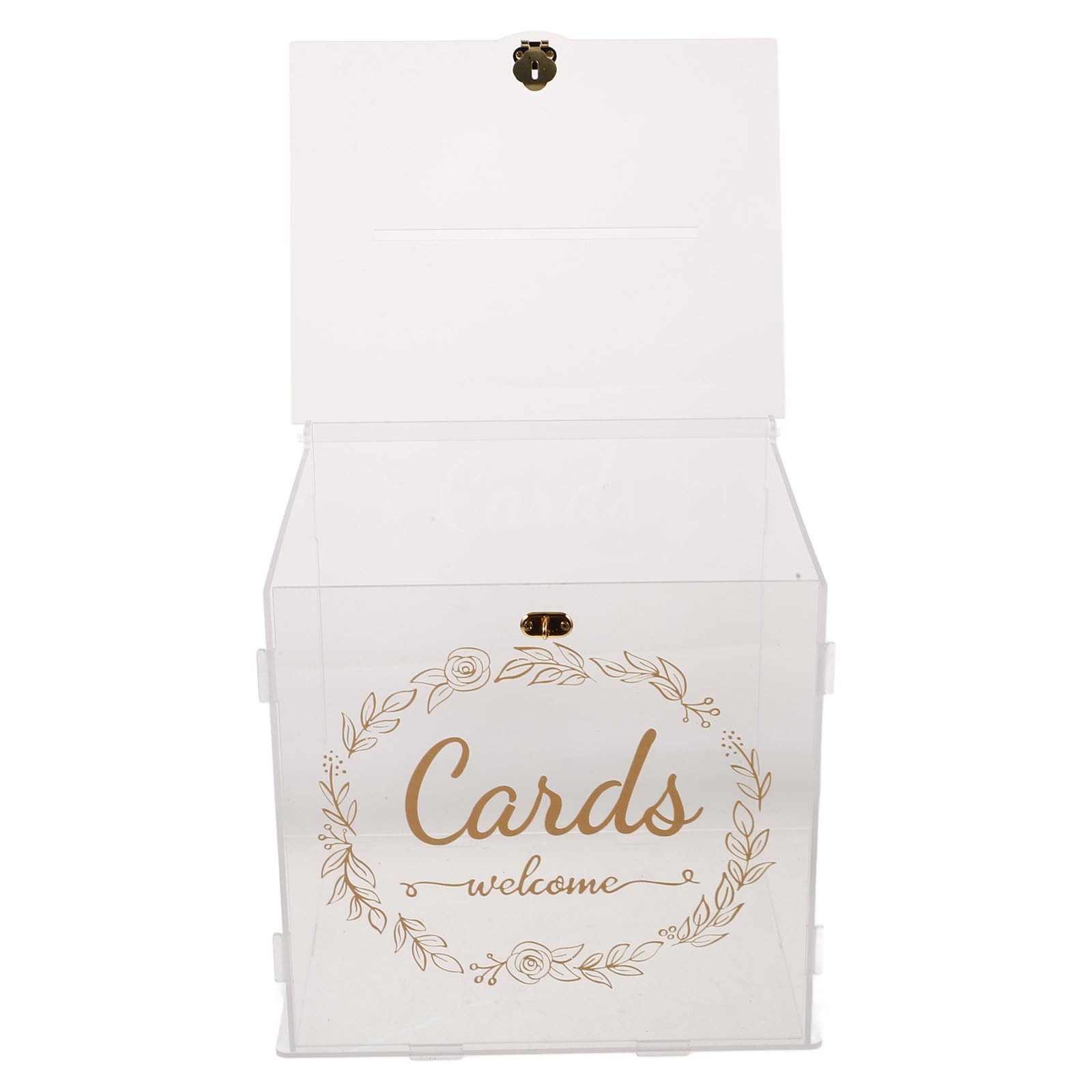Boîte à Cartes de Mariage Tirelire acrylique transparent à motif doré